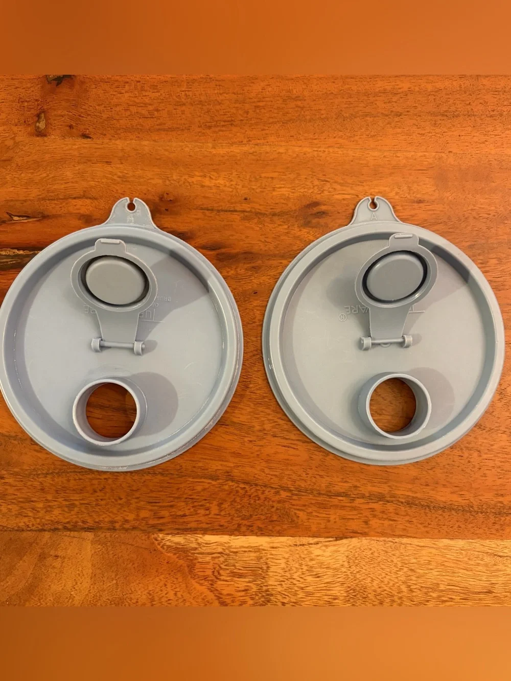 2 Vintage Tupperware Handolier #321 Containers Flip Top Country Blue Lid Cottage